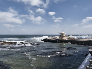 Storm om the sea from the coast in Gangneung City, South Korea