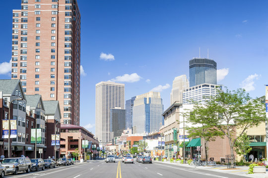 Entering Minneapolis Downtown, Minnesota, USA