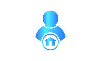 people icon with home symbol. user vector icon