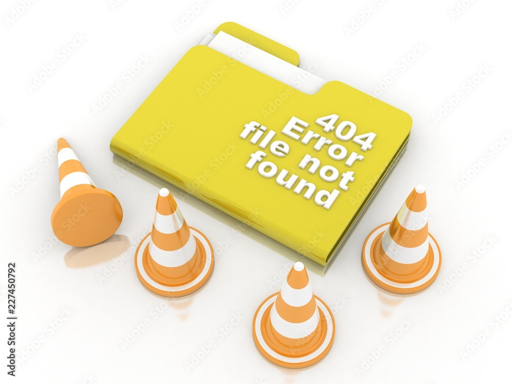 Poster 3d rendering folder icon with traffic cones