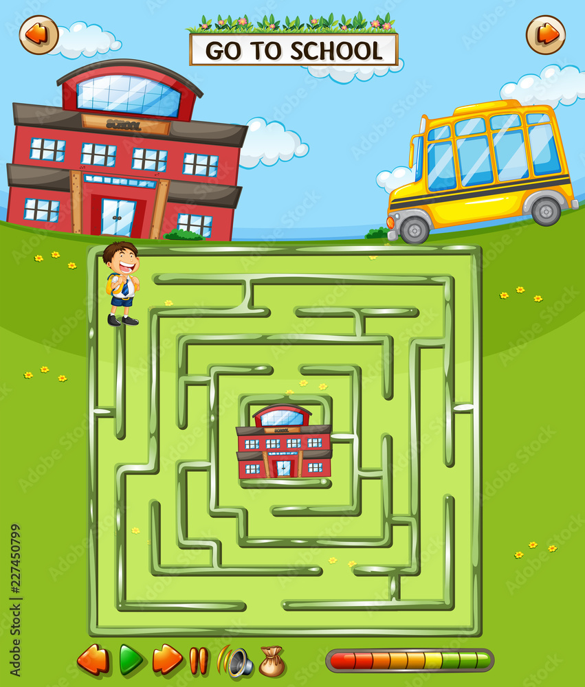 Wall mural kids school maze game