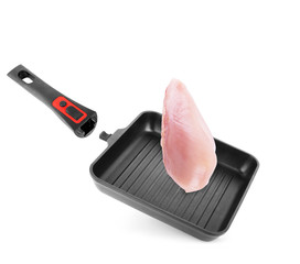 Grill pan isolated on white background