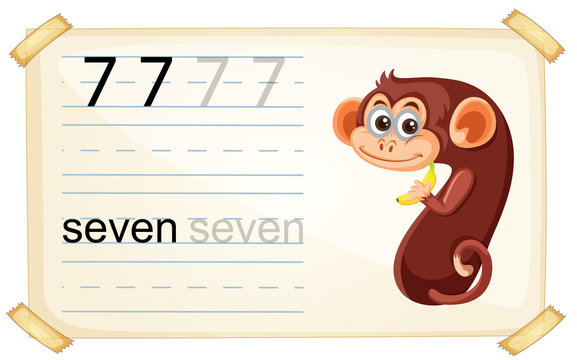 Cute monkey number seven