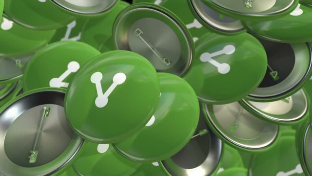Animation moving of colorful badges with iocn of Sharing. Animation of seamless loop.