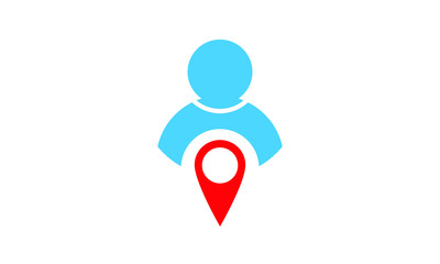 people icon with location navigation symbol. user vector icon