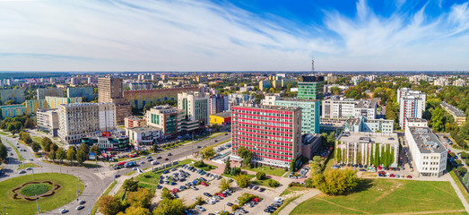 Lublin z lotu ptaka. Panorama miasta z  powietrza. Lublin okolice ulicy Tomasza Zana.