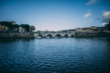 Roman bridge Ponte di Tiberio (Rimini) still being used
