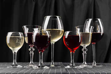 Many glasses of different wine