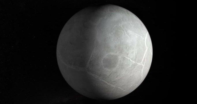 Eris, transneptunian dwarf planet, rotating. Loop