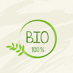 Bio healthy organic food label and high quality product badges. Eco, 100 bio and natural product icon. Emblems for cafe, packaging etc. Vector