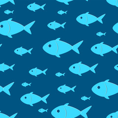 Seamless Pattern with Sketch Size Variation Fish