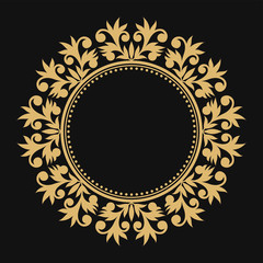 Gold circular frame. Isolated vector object