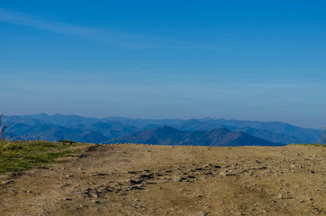 Carpathian mountains in sunny day in the autumn season