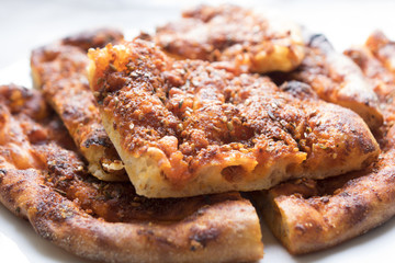 Traditional Macedonian and Serbian food. Homemade peppered bread.