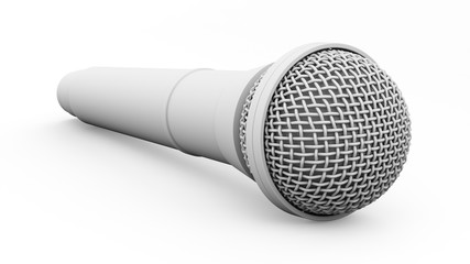 3d rendering white microphone isolated