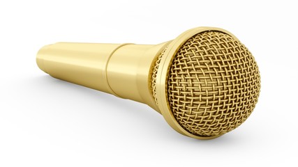Fototapeta na wymiar 3d rendering golden microphone isolated