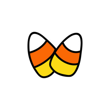 Cute hand drawn candy corn vector illustration. Halloween candy corn, isolated.