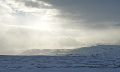 Iceland. sun and cluouds in the winter