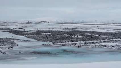 Iceland. Lavafield in wintertime