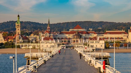 Wall murals The Baltic, Sopot, Poland The Sopot Pier and beautiful cityview/cityscape of Sopot, Poland. Amazing sunrise.