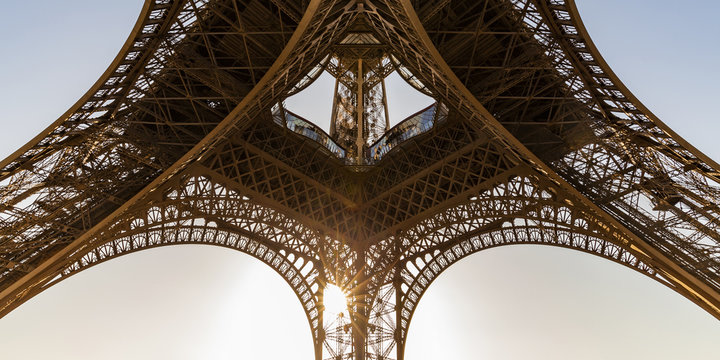 Low angle view of Eiffel Tower during sunset