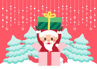 Happy Santa Claus with gifts for Christmas party day illustration background vector