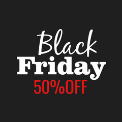 Black Friday lettering vector sign and logo. Text composition on black background
