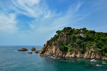 Fototapeta na wymiar Beautiful Mediterranean sea coast near Blanes, Costa Brava, Catalonia, Spain.
