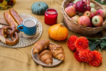  Basket with Food Bakery Autumn Picnic  Time Rest Background © milenie