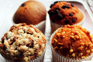 muffins with chocolate and nuts