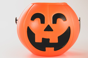 Beautiful halloween decoration trick or treat on white background with filter, concept of halloween...