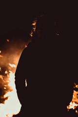 Silhouette illuminated by Camp Fire © kimohno