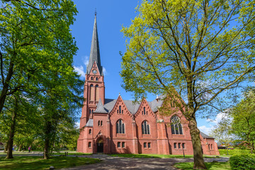 Fototapeta na wymiar View of the Ohmsteder Kirche, Oldenburg, Germany.
