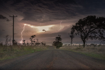 Storm on a country road.