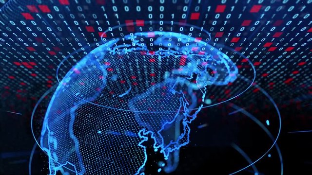 Global network and binary code.