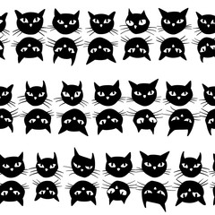 Seamless pattern with black cats