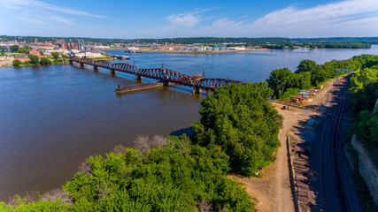Mississippi River Rotating Railroad Bridge Dubuque Iowa