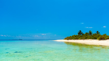 Maldives paradise sandy beach, Hangnaameedhoo, Maledives. Copy space for text.