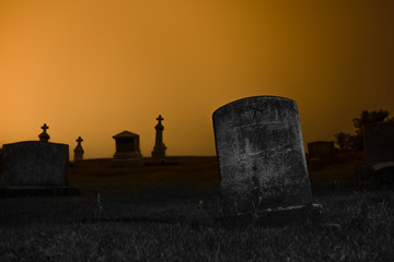 Blank Tombstone Leaning in Grave Yard Hill