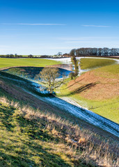 Horsedale on the Yorkshire Wolds with a light dusting of snow - 227471796
