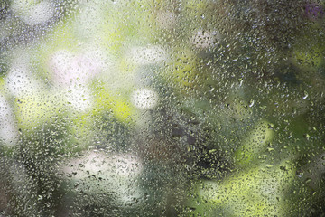 Background water drops on glass