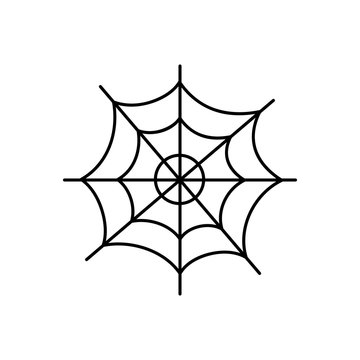 Cute hand drawn spider web vector illustration. Halloween themed, black cobweb icon, isolated.