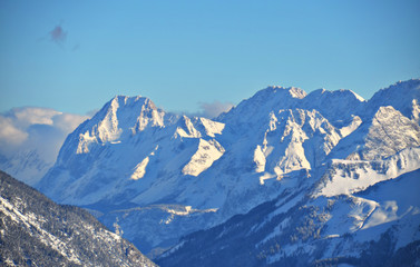 alpine mountains in winter
