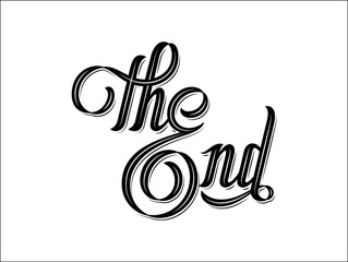 The end phrase lettering script black on white background