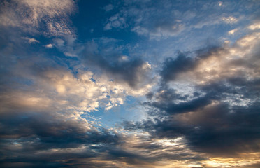 colorful dramatic sky with cloud at sunset.