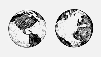 Foto op Canvas Sketch of planet Earth. Hand drawn illustration converted to vector © aksol
