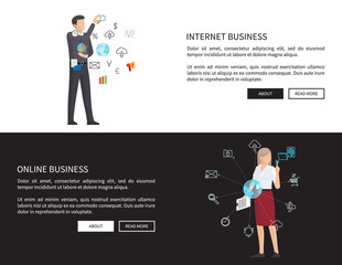 Internet Business Collection Vector Illustration
