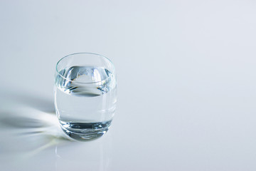 Pure water in glass put on table for drink,healthy concept.