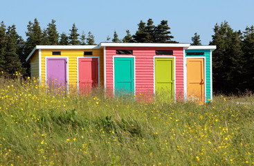 Fototapeta na wymiar colorful changing rooms at theater, Newfoundland, Canada