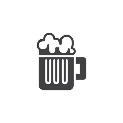 Beer mug vector icon. filled flat sign for mobile concept and web design. Glass of beer simple solid icon. Symbol, logo illustration. Pixel perfect vector graphics